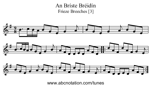 Bríste Bréidín, An - staff notation
