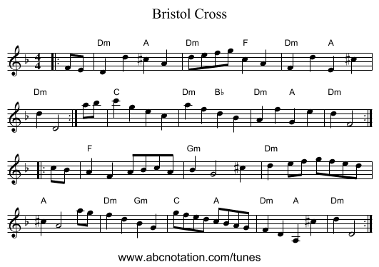 Bristol Cross - staff notation