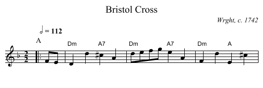 Bristol Cross - staff notation