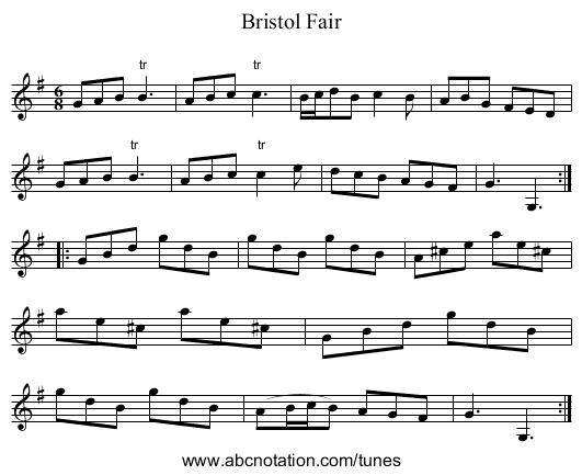 Bristol Fair - staff notation