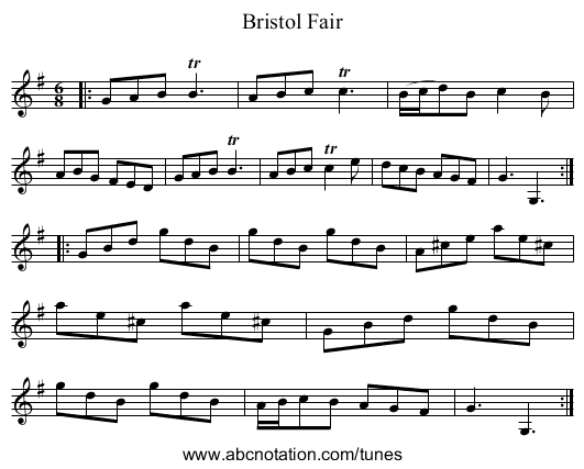 Bristol Fair - staff notation