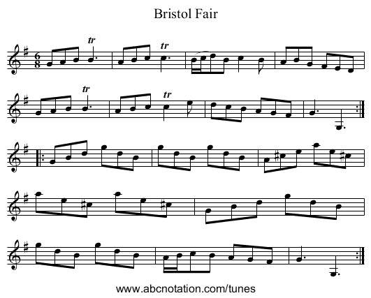 Bristol Fair - staff notation