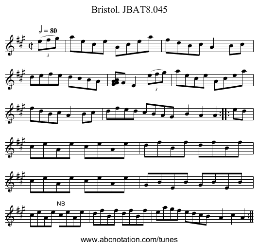 Bristol. JBAT8.045 - staff notation