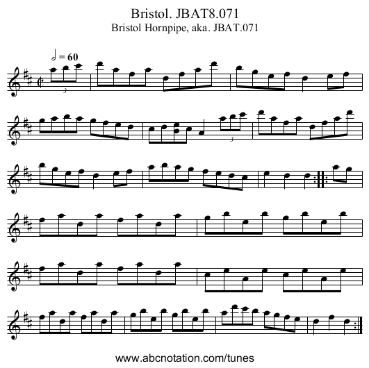 Bristol. JBAT8.071 - staff notation