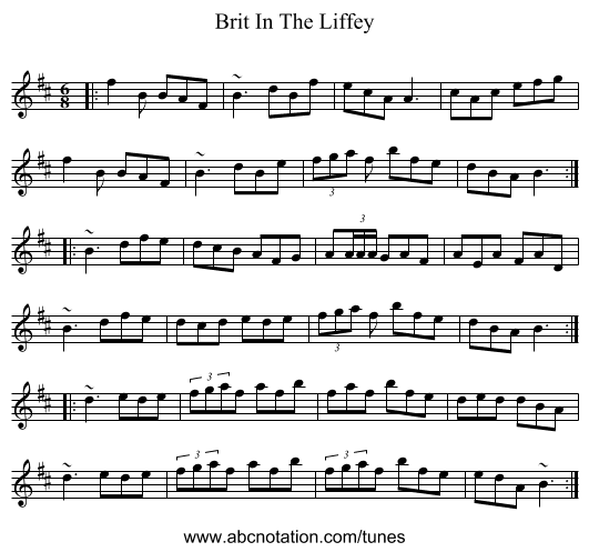 Brit In The Liffey - staff notation