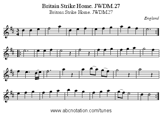 Britain Strike Home. JWDM.27 - staff notation