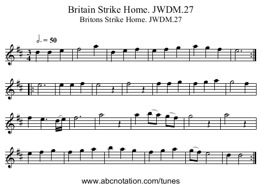 Britain Strike Home. JWDM.27 - staff notation