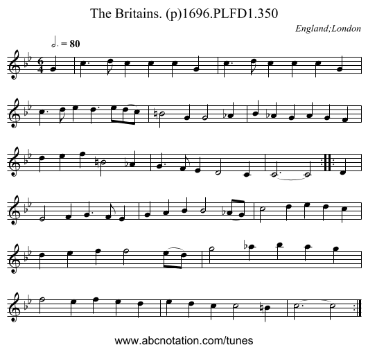 Britains. (p)1696.PLFD1.350, The - staff notation