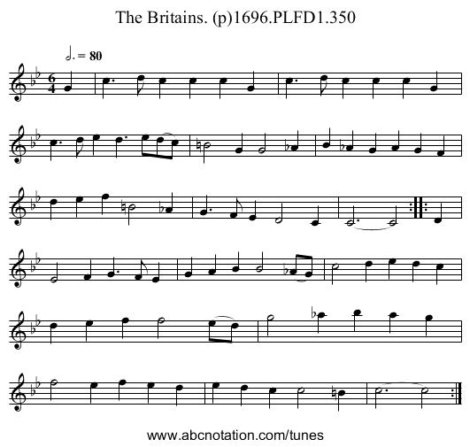 Britains. (p)1696.PLFD1.350, The - staff notation
