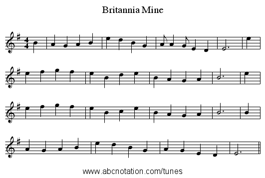 Britannia Mine - staff notation