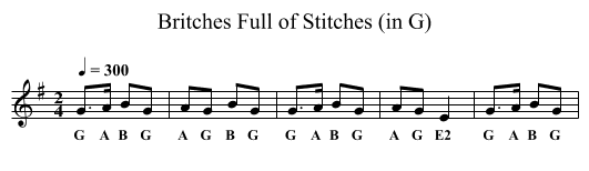 Britches Full of Stitches (in G) - staff notation