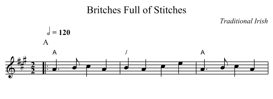 Britches Full of Stitches - staff notation