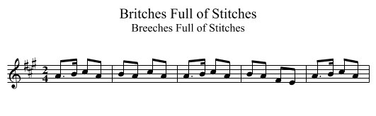 Britches Full of Stitches - staff notation
