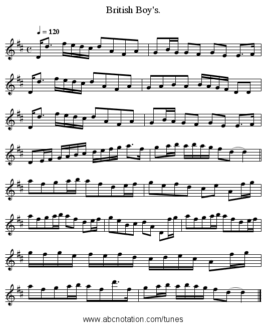 British Boy's. - staff notation