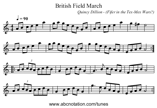 British Field March - staff notation