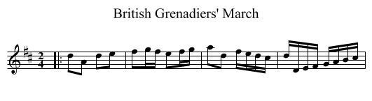 British Grenadiers' March - staff notation