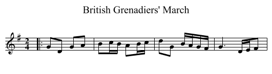 British Grenadiers' March - staff notation