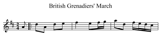 British Grenadiers' March - staff notation