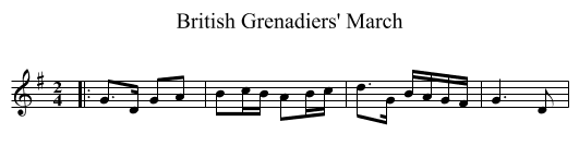British Grenadiers' March - staff notation