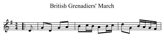 British Grenadiers' March - staff notation