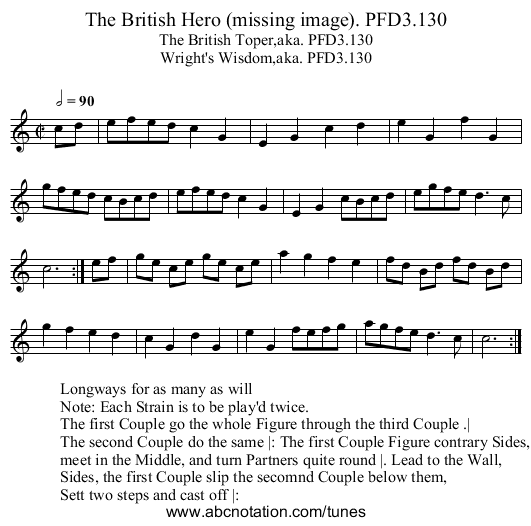 British Hero (missing image). PFD3.130, The - staff notation