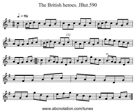 British heroes. JBut.590, The - staff notation