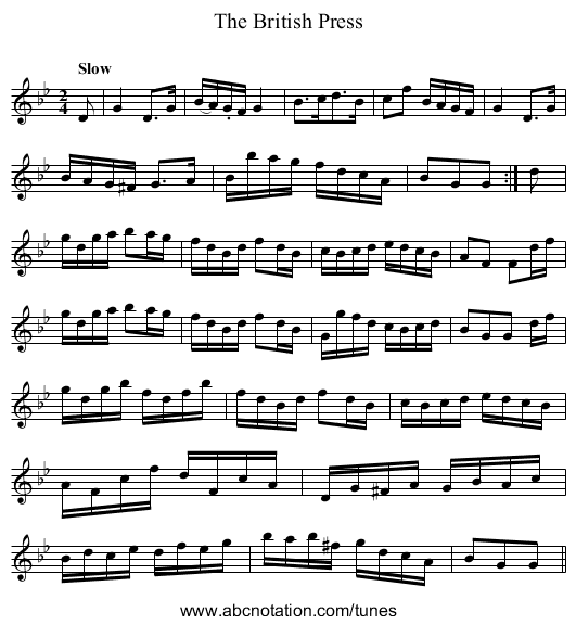 British Press, The - staff notation