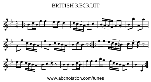 BRITISH RECRUIT - staff notation