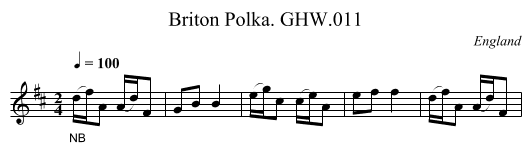 Briton Polka. GHW.011 - staff notation