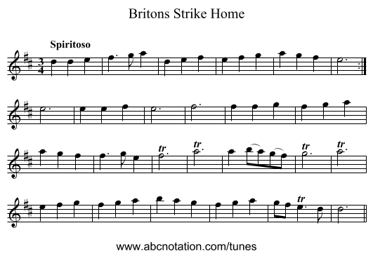 Britons Strike Home - staff notation