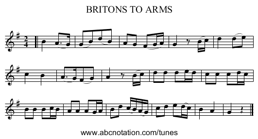 BRITONS TO ARMS - staff notation