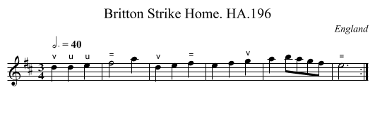 Britton Strike Home. HA.196 - staff notation