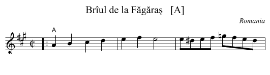 Br&icirc;ul de la F&abreve;g&abreve;raş   [A] - staff notation
