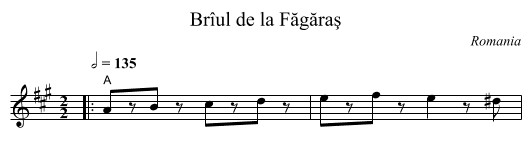 Br&icirc;ul de la F&abreve;g&abreve;raş - staff notation