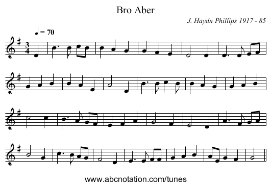 Bro Aber - staff notation