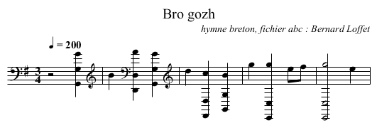Bro gozh - staff notation
