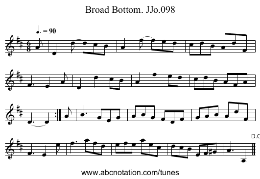 Broad Bottom. JJo.098 - staff notation