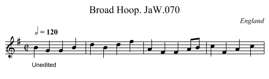 Broad Hoop. JaW.070 - staff notation