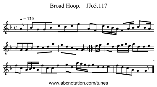Broad Hoop.    JJo5.117 - staff notation