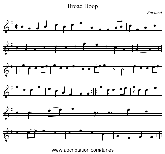Broad Hoop - staff notation
