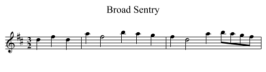 Broad Sentry - staff notation