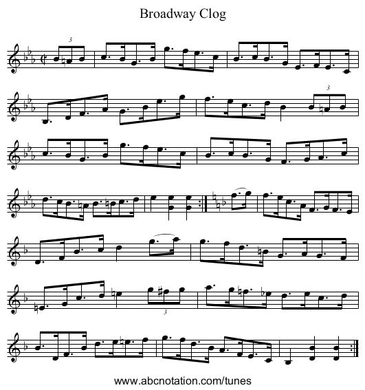 Broadway Clog - staff notation