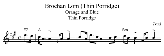Brochan Lom (Thin Porridge) - staff notation