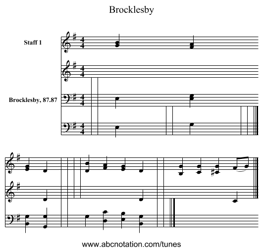 Brocklesby - staff notation