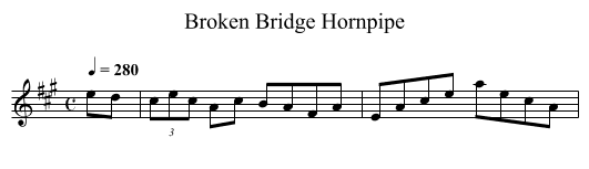 Broken Bridge Hornpipe - staff notation