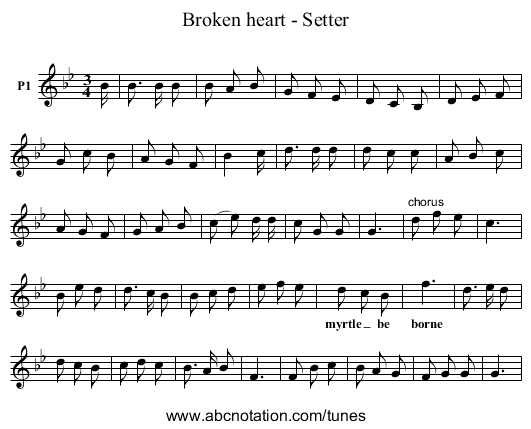 Broken heart - Setter - staff notation