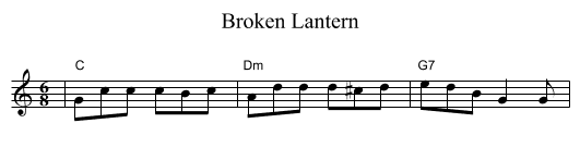Broken Lantern - staff notation
