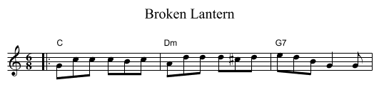 Broken Lantern - staff notation