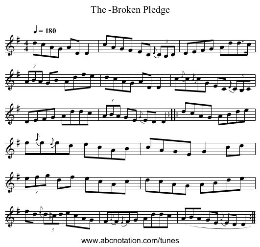 -Broken Pledge, The - staff notation