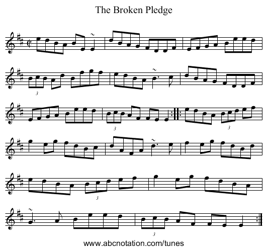 Broken Pledge, The - staff notation